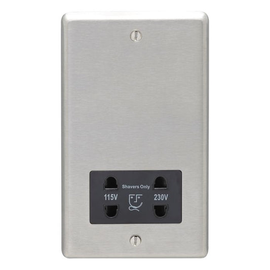 Stainless steel Shaver Socket - Satin Stainless Steel