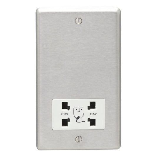 Stainless steel Shaver Socket - Satin Stainless Steel