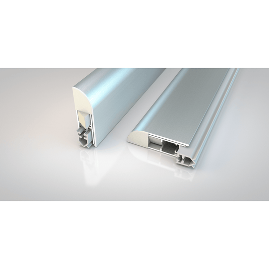 Norseal Norsound soundproofing strip in silver aluminum, featuring a rounded edge and internal channels for effective sound insulation.
