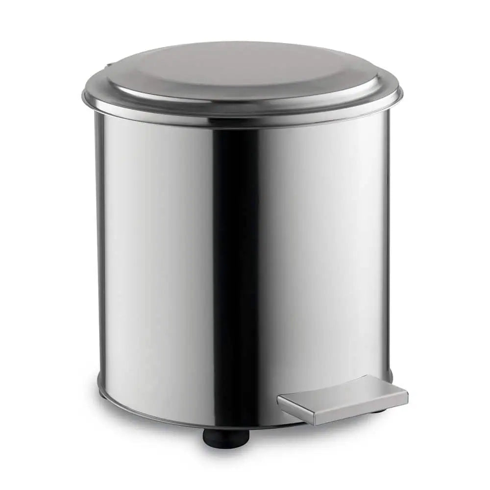 Ecoline Polished Stainless Cyclindrical Industrial Pedal Waste Bin ( Wheels ) 40L – 90L