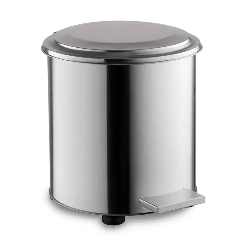 Ecoline Polished Stainless Cyclindrical Industrial Pedal Waste Bin ( Wheels ) 40L – 90L