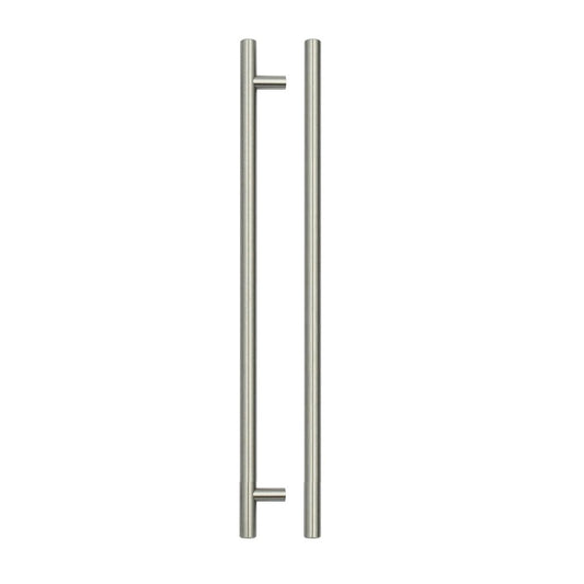Zoo Hardware T-Bar Cabinet Handle in a brushed stainless steel finish, featuring a simple design with vertical cylindrical bars and a horizontal bar for gripping, available in all sizes.