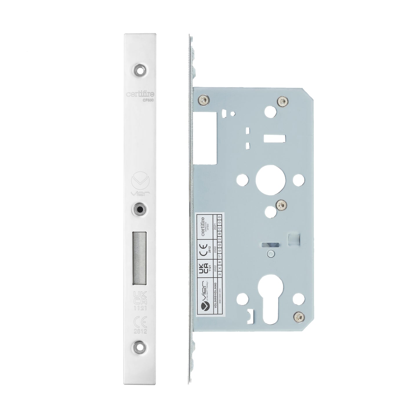 Din Euro Deadlock- Backset  55mm - 2 Pc Forend - Square