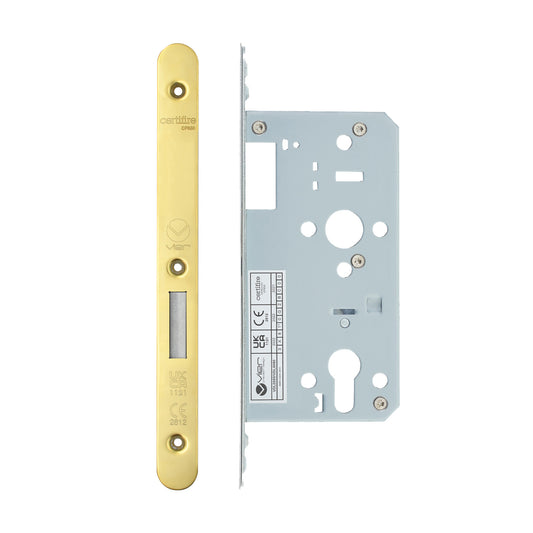 2-Piece DIN Euro Deadlock – 55mm DIN Euro Deadlock Radius PVD Gold Love Handles uk