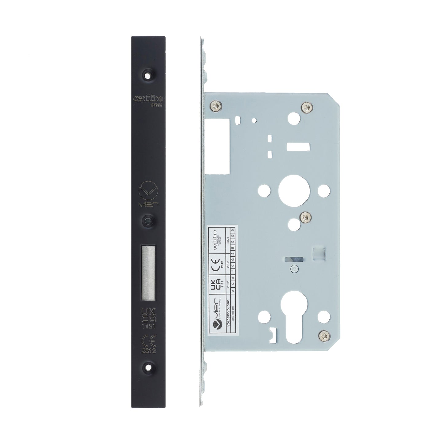 Din Euro Deadlock- Backset  60mm - 2 Pc Forend - Square