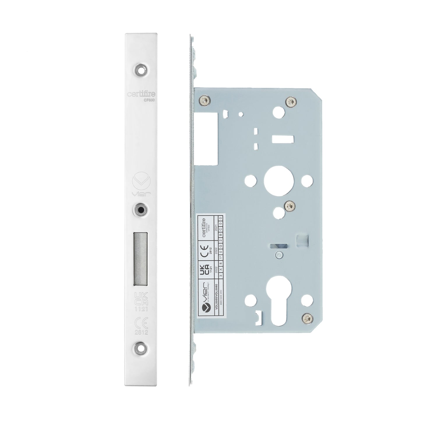 Din Euro Deadlock- Backset  60mm - 2 Pc Forend - Square