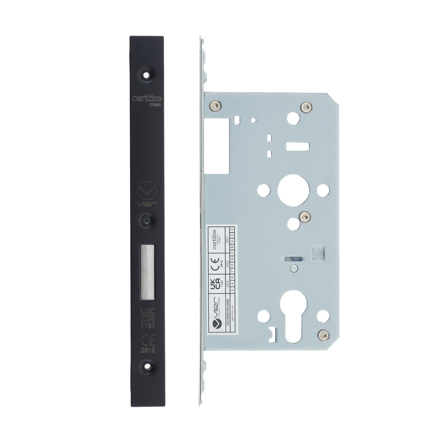 Din Euro Deadlock- Backset  60mm - 2 Pc Forend - Square
