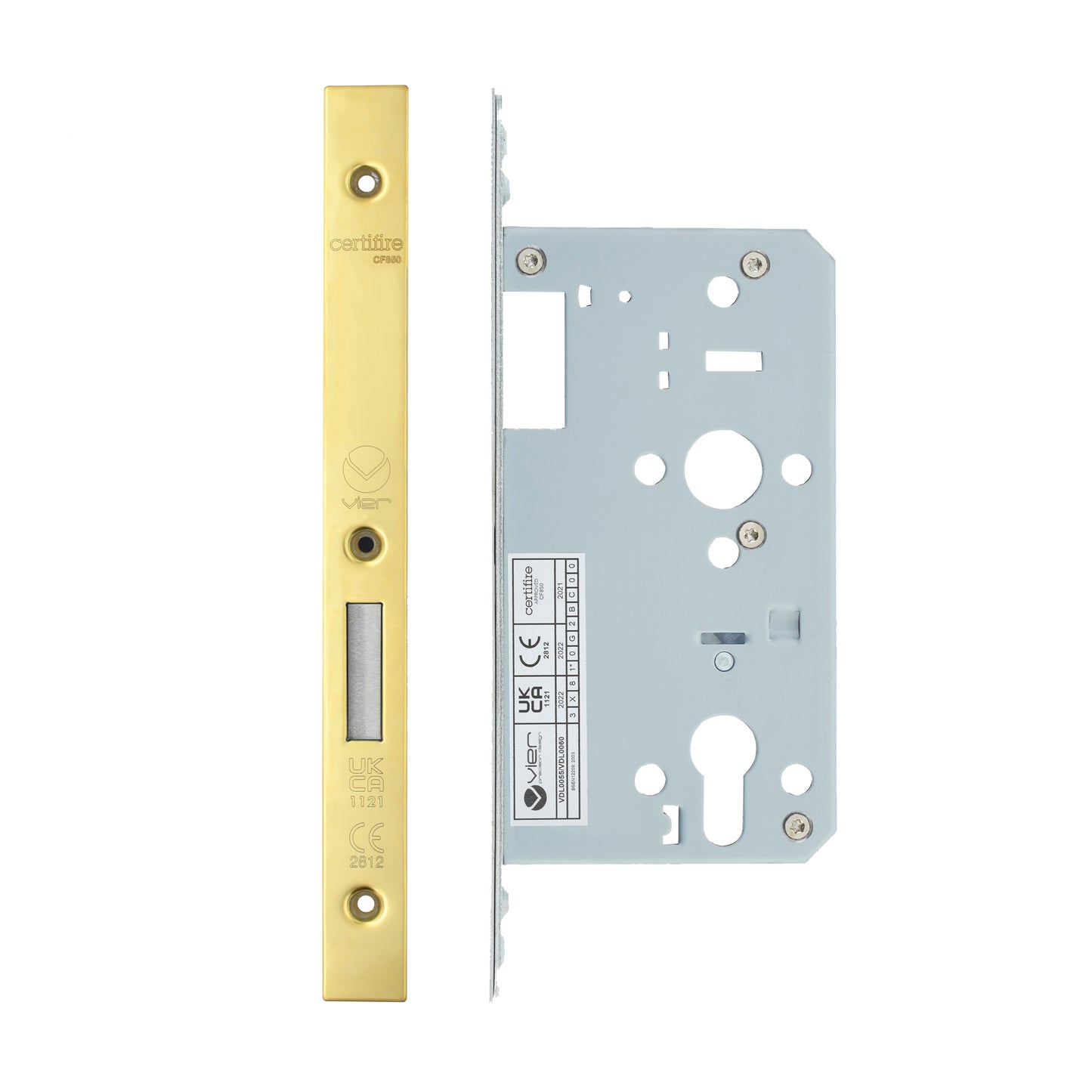Din Euro Deadlock- Backset  60mm - 2 Pc Forend - Square