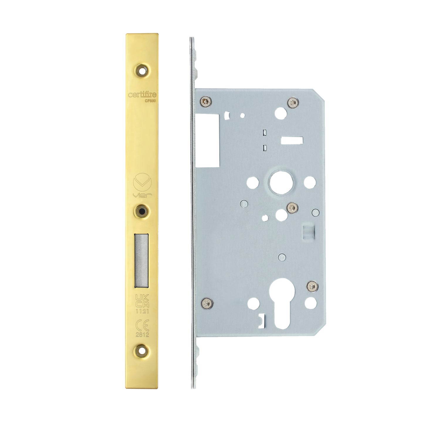 Din Euro Deadlock - Backset 60mm - 2 Pc Forend - Square - Single Throw