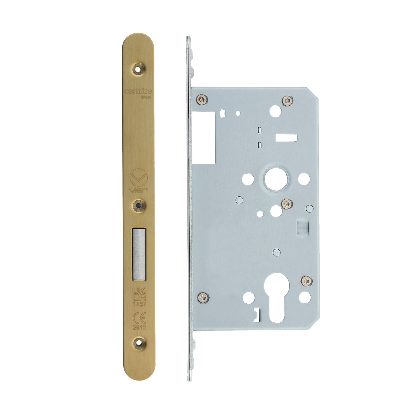 Din Euro Deadlock- Backset  60mm - 2 Pc Forend - Radius - Single Throw