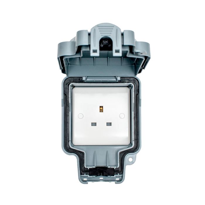 Utility 1 Gang Unswitched Socket - Grey