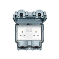 Utility 2 Gang Switched Socket - Grey