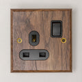 Brass Bee Black Walnut Switch & Socket — 1 Gang 2-Way Toggle (W Series)