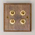 Brass Bee Black Walnut Switch & Socket — 1 Gang 2-Way Toggle (W Series)