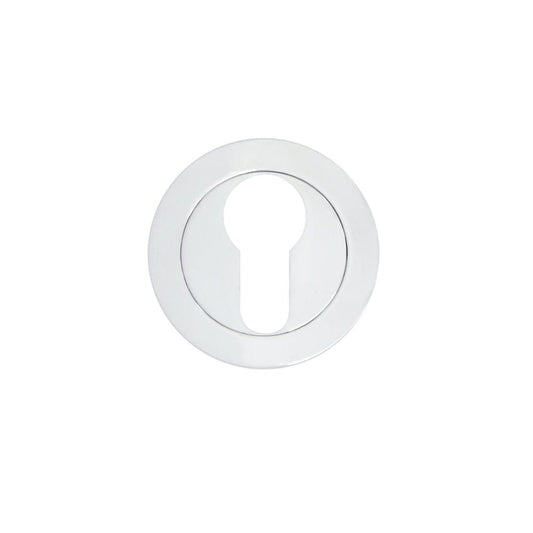 Zoo Hardware Escutcheon Euro Profile with a diameter of 50mm, featuring a circular chrome finish and a keyhole cutout.