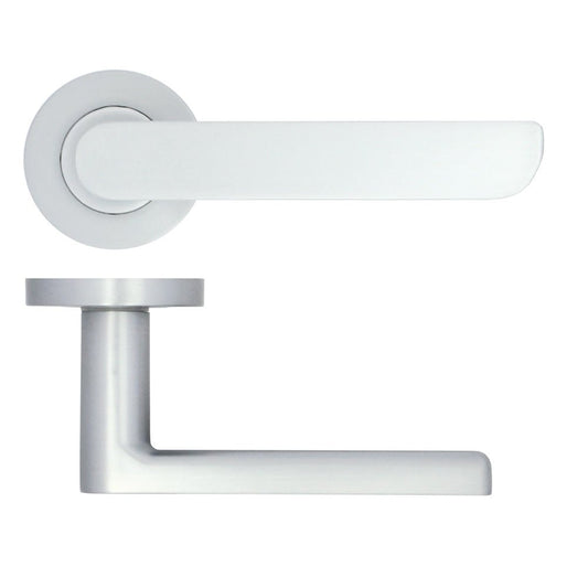 Zoo Hardware Valencia Lever on Rose in a brushed aluminum finish, featuring a sleek lever design and circular rose base for modern door applications.