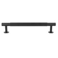 Carlisle Brass Lines Pull Handle Range in black, featuring a cylindrical shape with ribbed texture for grip, and two base mounts for secure installation.