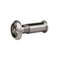 Carlisle Brass Door Viewer Plastic Lens in a metallic finish, featuring a cylindrical body and a round mounting plate, designed to be installed into doors for enhanced visibility.