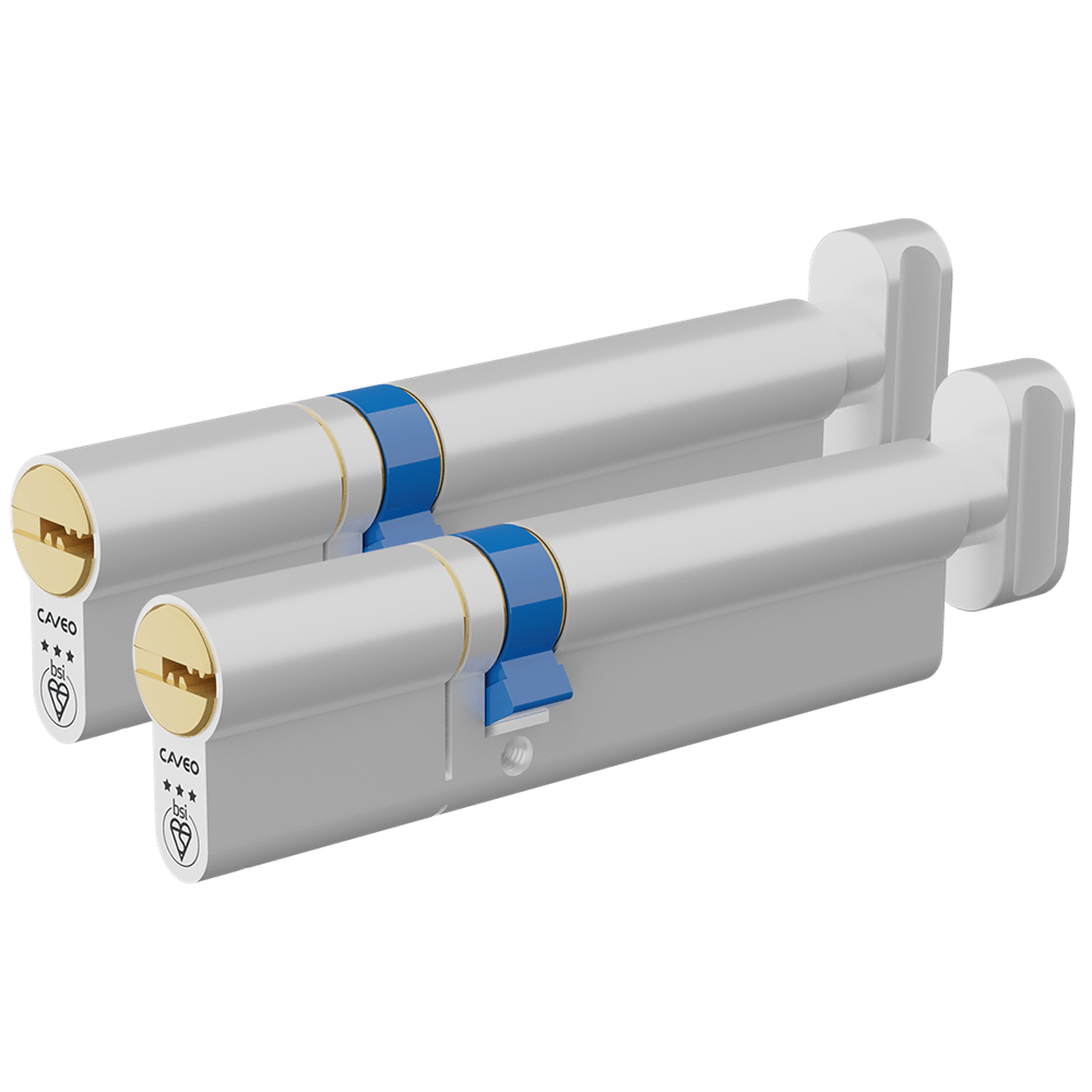 Aldridge Cylinders CAVEO TS007 3* Key & Turn Euro Dimple Cylinder Keyed Alike Pair - 120mm 45(Ext)/75