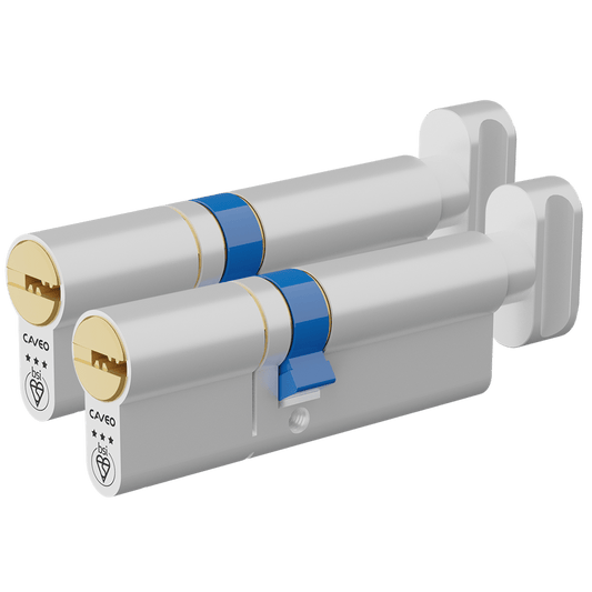 Aldridge Cylinders CAVEO TS007 3* Key & Turn Euro Dimple Cylinder Keyed Alike Pair - 90mm 40(Ext)/50