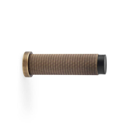 Brunel Knurled Door Stop Antique Brass 75mm Love Handles uk