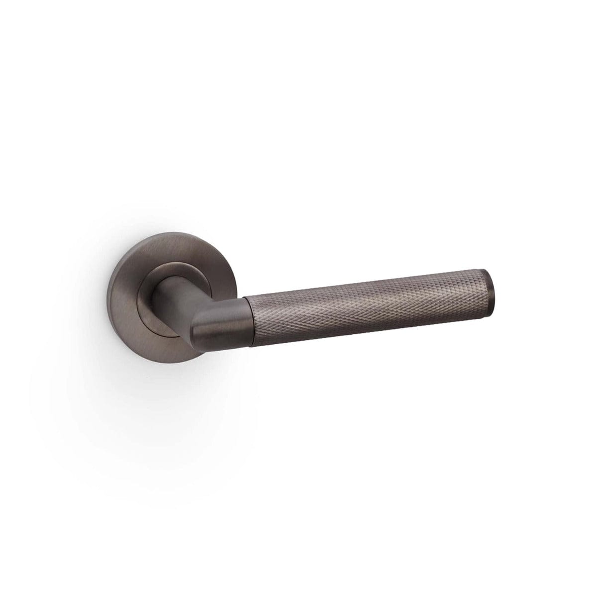 Alexander & Wilks Handles Dark Bronze AW - Harrier Knurled Lever on Round Rose