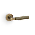 Reeded Hurricane Lever on Round Rose Antique Brass Love Handles uk