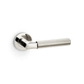 Reeded Hurricane Lever on Round Rose Polished Nickel PVD Love Handles uk