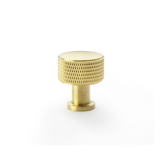 Alexander & Wilks Cupboard Knob Satin Brass AW - Lucia Knurled Cupboard Knob - 29mm