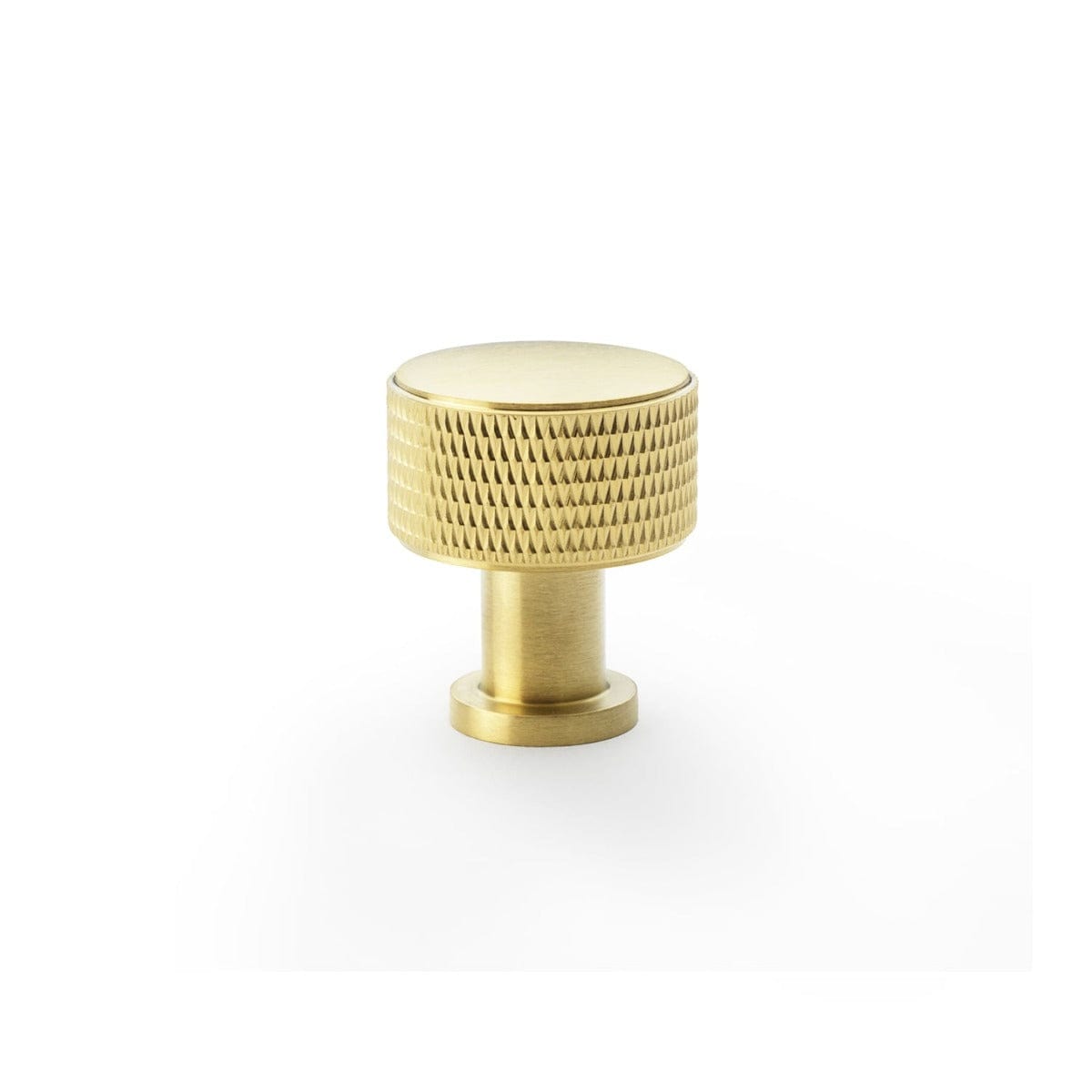 Alexander & Wilks Cupboard Knob Satin Brass AW -  Lucia Knurled Cupboard Knob - 29mm