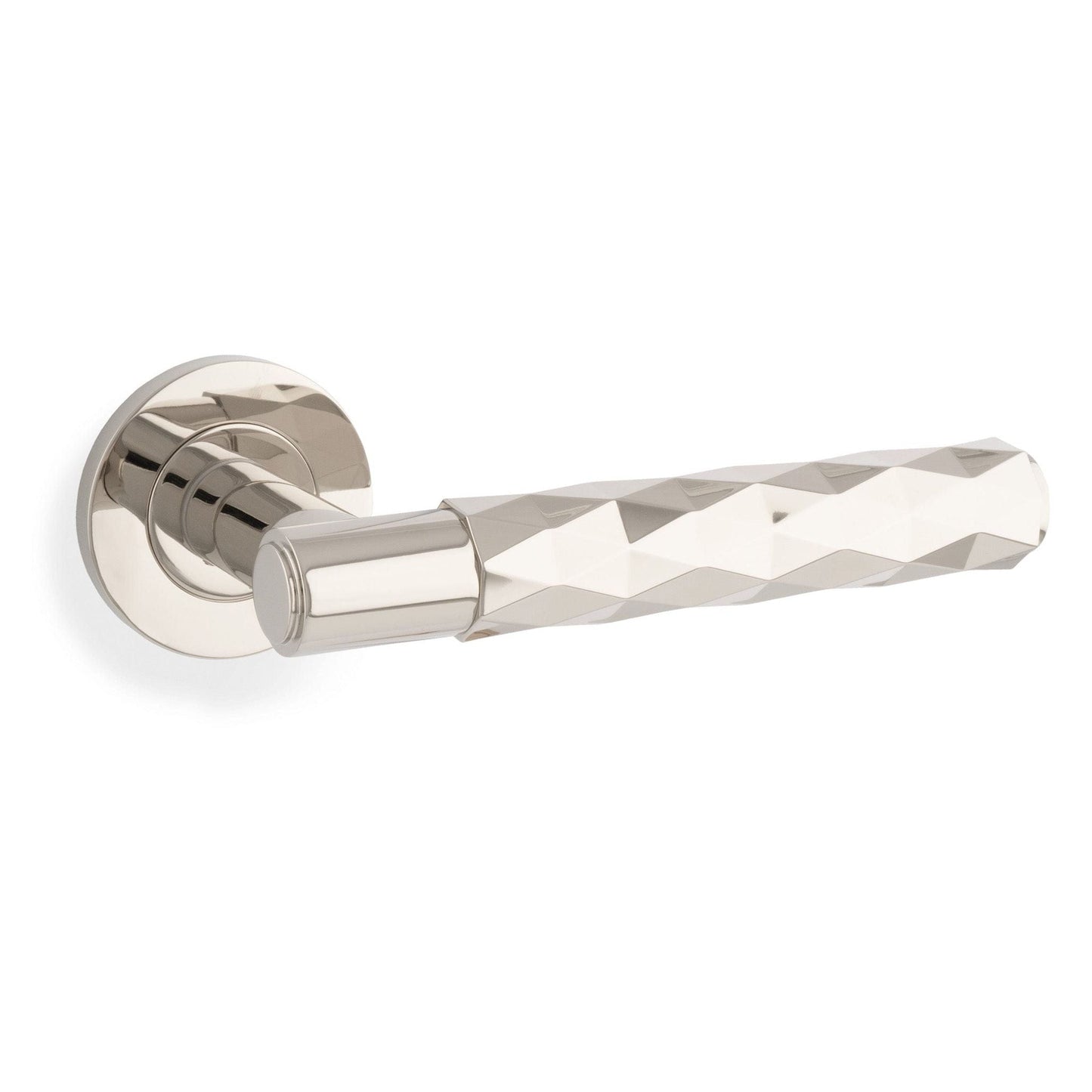 Alexander & Wilks Handles Polished Nickel AW SPITFIRE LEVER DIAMOND CUT ON 50X6MM ROSE