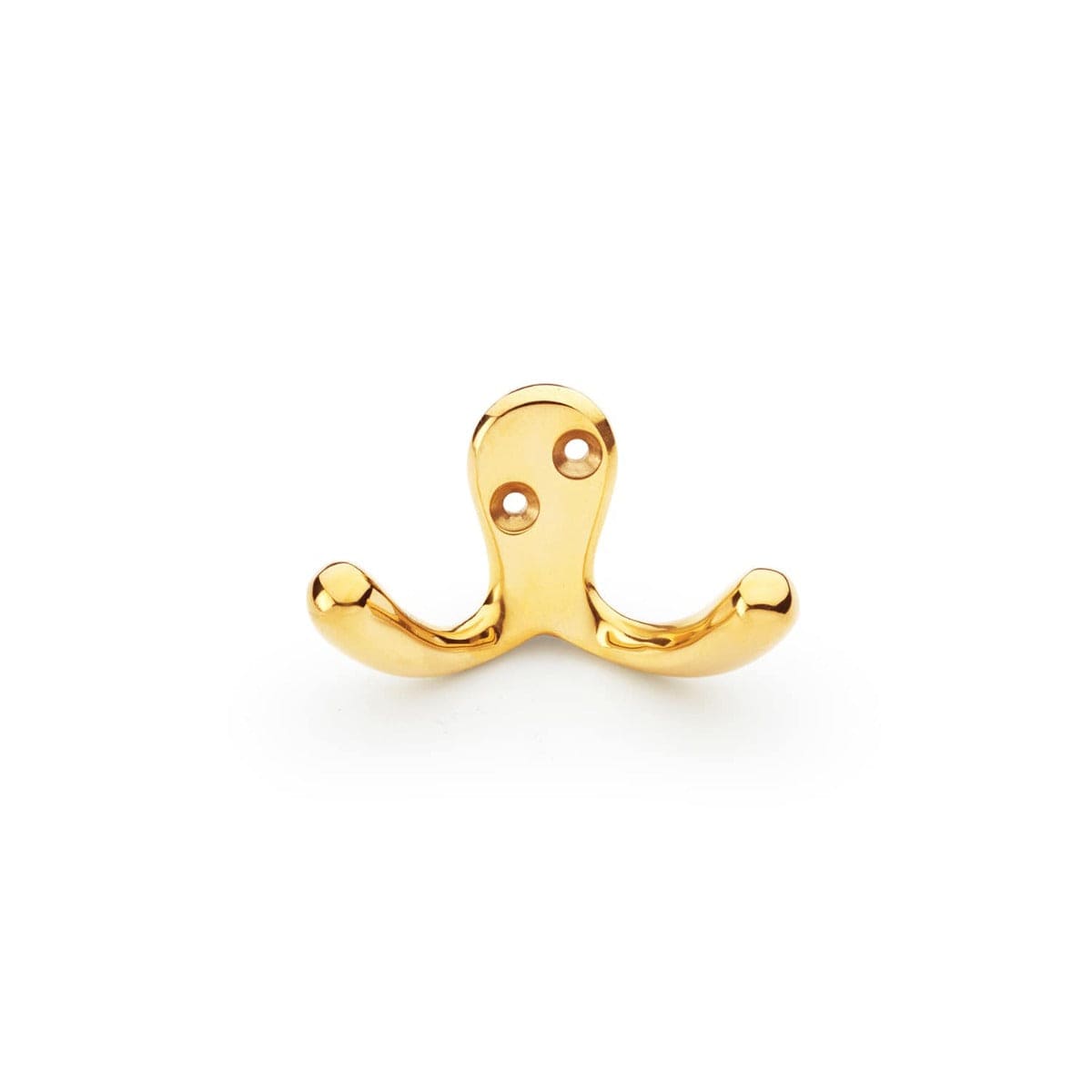 Alexander & Wilks Robe Hooks Polished Brass Unlaquered AW - Victorian Double Robe Hook