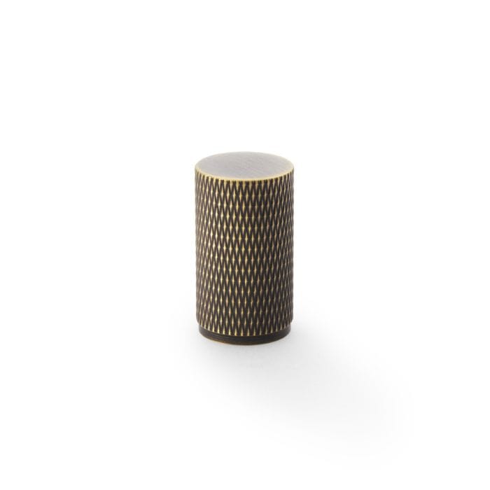 Alexander & Wilks Cupboard Knob Antique Brass / 35mm Brunel Knurled Cylinder Cupboard Knob
