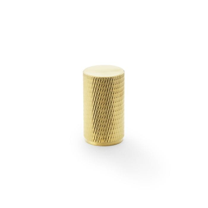 Alexander & Wilks Cupboard Knob Satin Brass / 35mm Brunel Knurled Cylinder Cupboard Knob