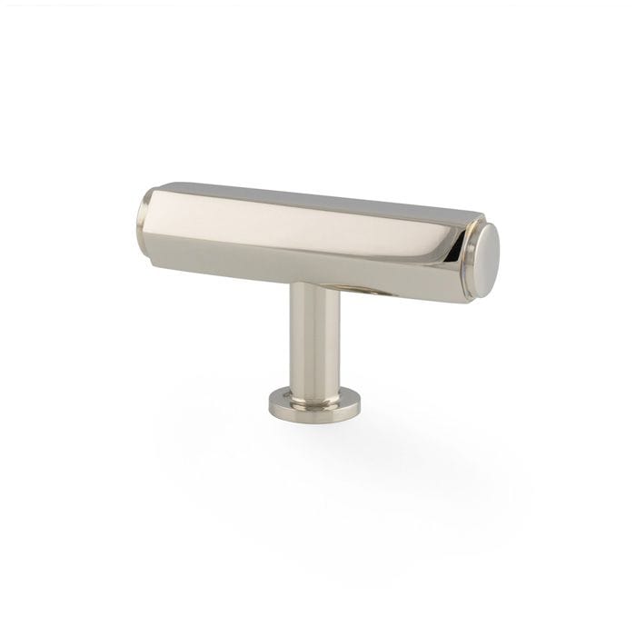 Alexander & Wilks Cupboard Knob Polished Nickel Vesper Hex T-Bar Cabinet Knob