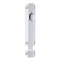 Carlisle Brass Surface Bolt in polished chrome finish, featuring a rectangular shape with a round knob and paired keeper for secure locking.