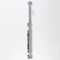 Carlisle Brass Surface Bolt in chrome finish, featuring a sleek cylindrical end and a long rectangular bolt body, designed for securing doors or gates.