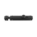Carlisle Brass Surface Bolt in black, featuring a streamlined design with a round knob and multiple screw holes for easy installation.