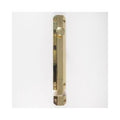 Carlisle Brass Surface Bolt in polished brass, featuring a long rectangular body with a round knob at the top and multiple mounting points for secure installation.