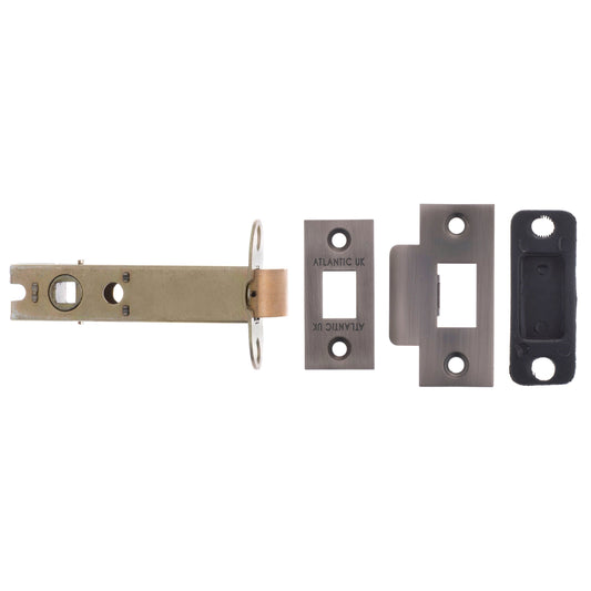 Atlantic Latches Matt Gun Metal Bolt Through Tubular Latch 4″