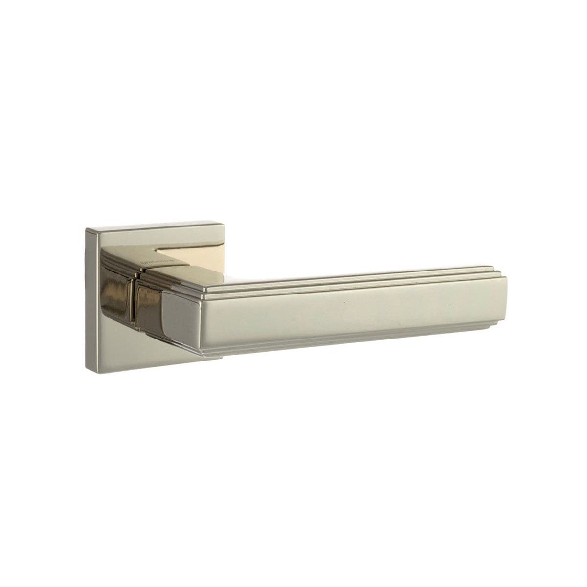Atlantic Handles Polished Nickel Forme Alila Designer Lever on Minimal Square Rose
