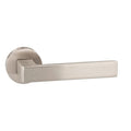 Atlantic Handles Satin Nickel Forme Asti Designer Lever on Minimal Round Rose