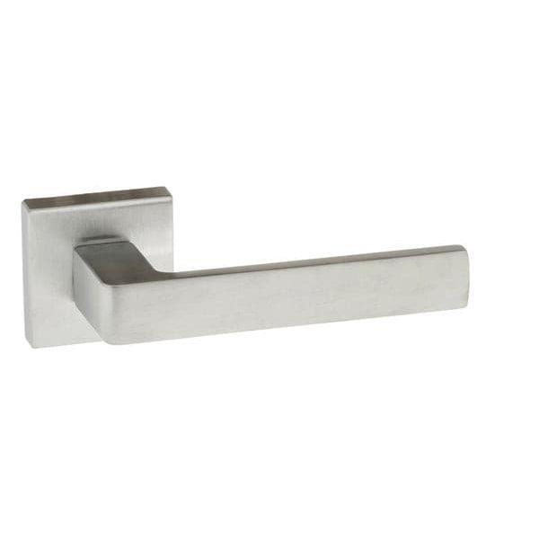 Atlantic Handles Satin Chrome Forme Asti Designer Lever on Minimal Square Rose
