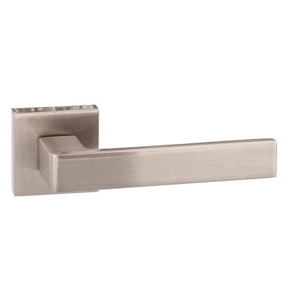 Atlantic Handles Satin Nickel Forme Asti Designer Lever on Minimal Square Rose
