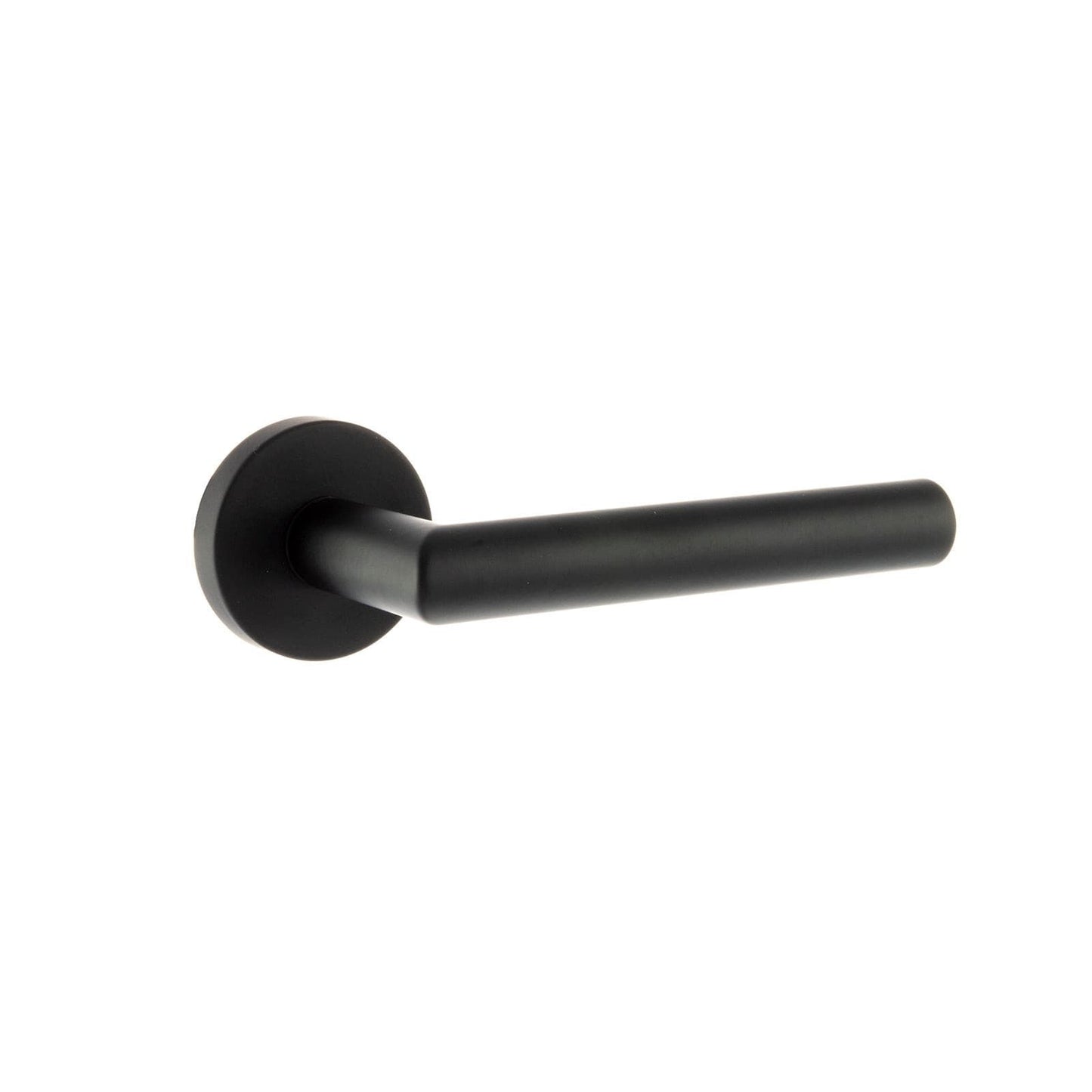 Atlantic Handles Matt Black Forme Elle Designer Lever on Minimal Round Rose