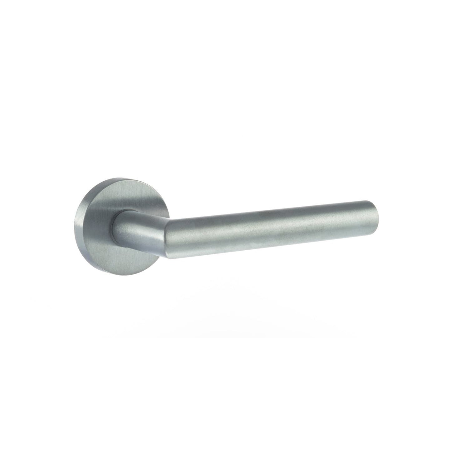Atlantic Handles Satin Chrome Forme Elle Designer Lever on Minimal Round Rose