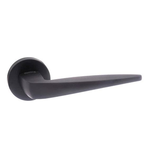 Atlantic Handles Matt Black Forme Foglia Designer Lever on Minimal Round Rose