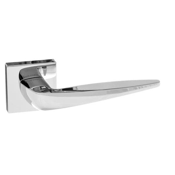 Atlantic Handles Polished Chrome Forme Foglia Designer Lever on Minimal Square Rose