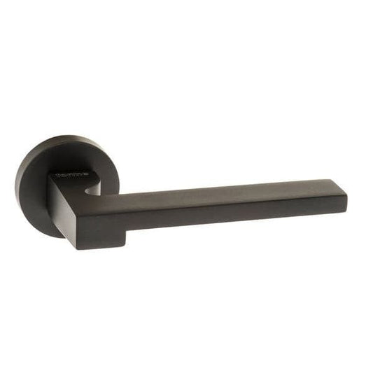 Atlantic Handles Matt Black Forme Ginevra Designer Lever on Minimal Round Rose