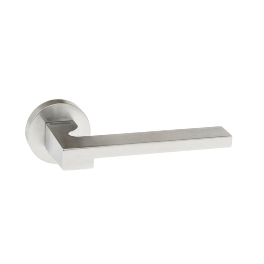 Atlantic Handles Satin Chrome Forme Ginevra Designer Lever on Minimal Round Rose